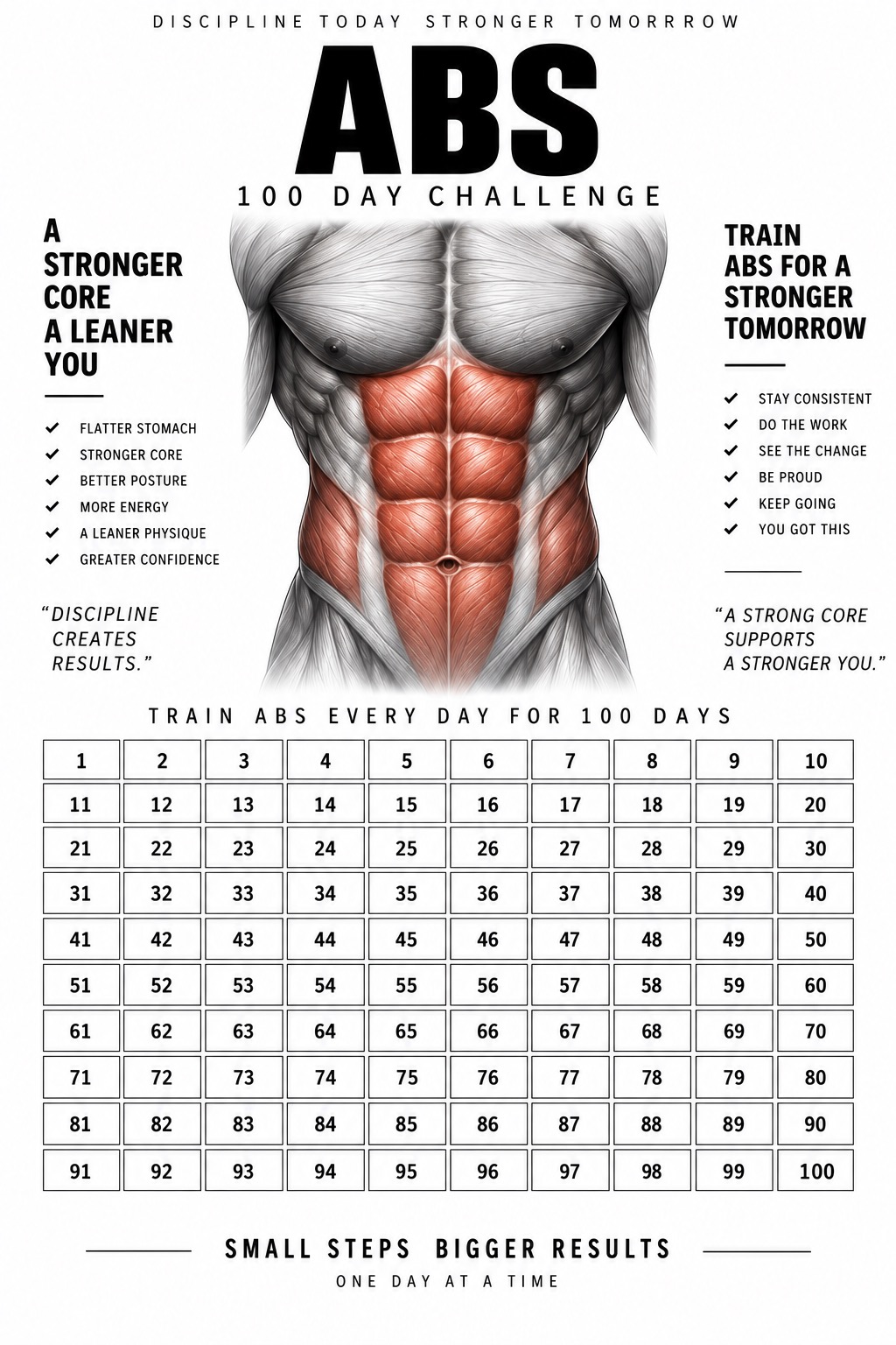 Abs 100 day challenge poster