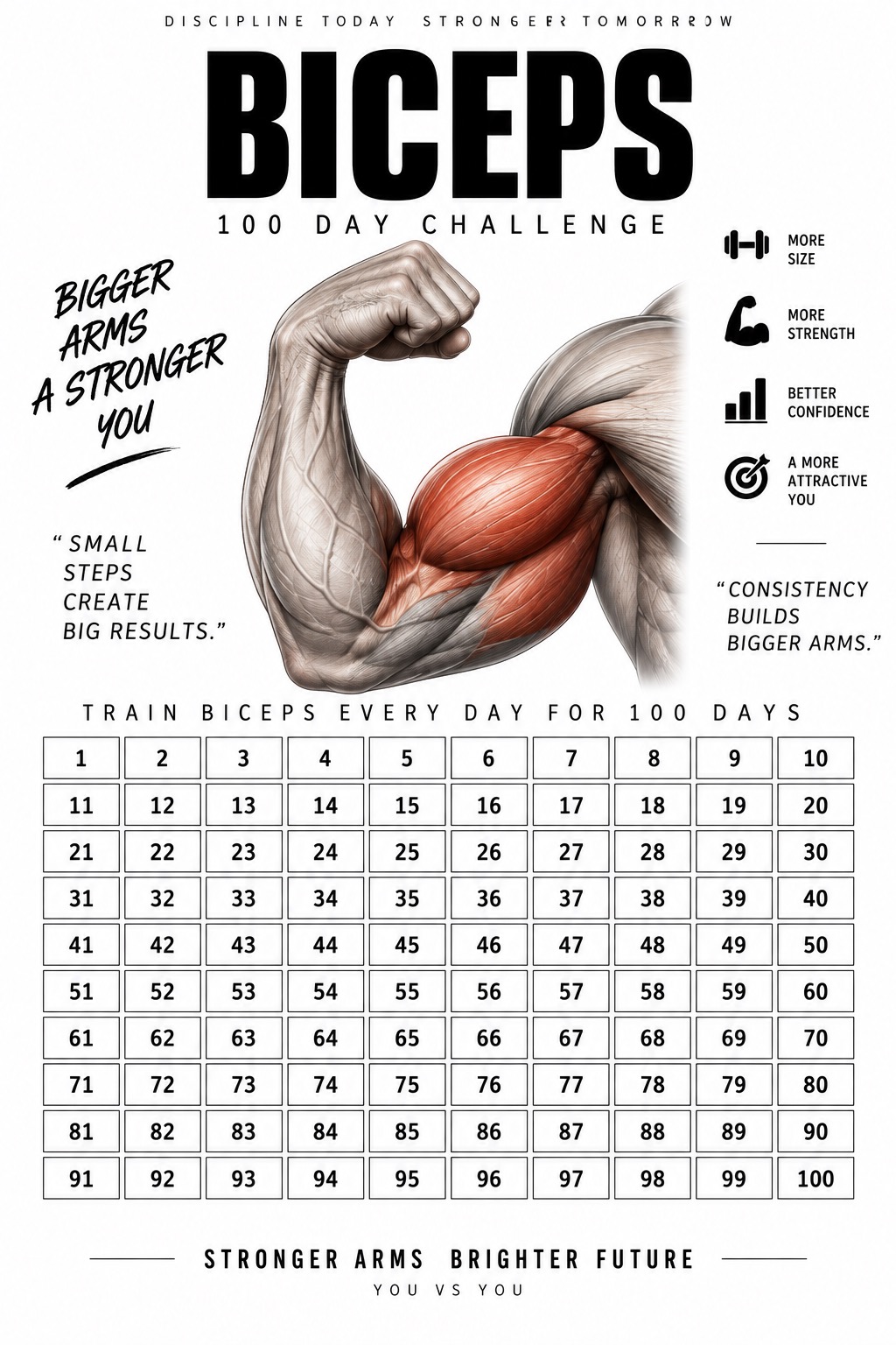 Biceps 100 day challenge poster