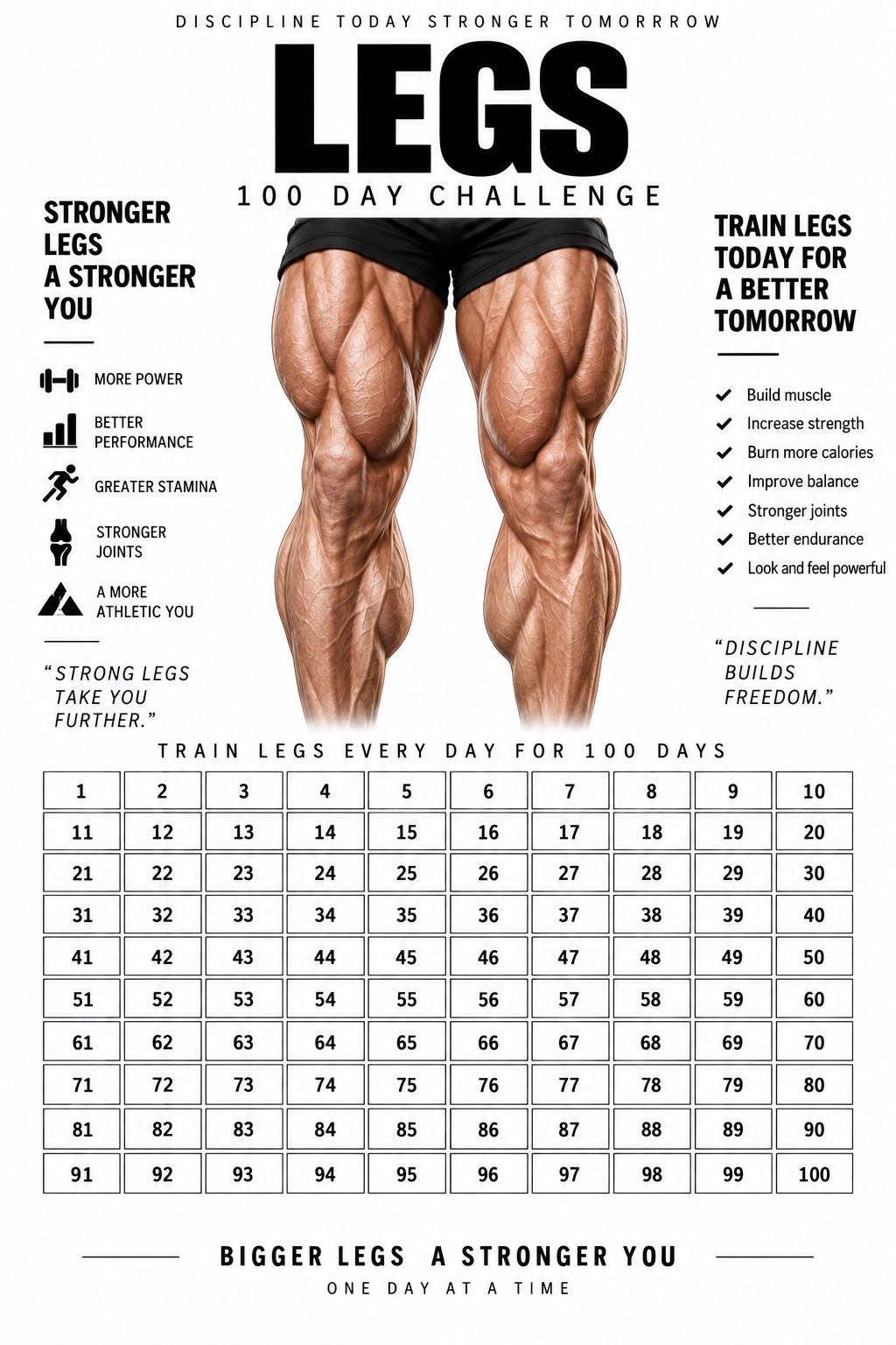 Legs 100 day challenge poster