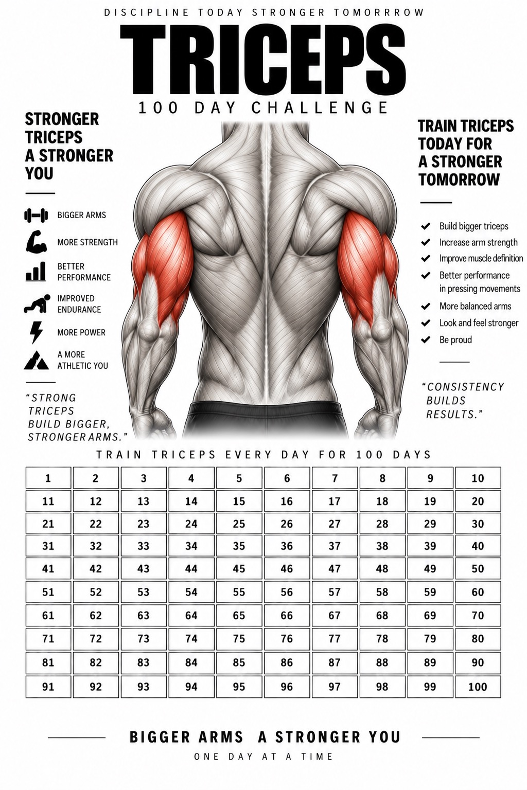 Triceps 100 day challenge poster